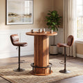 Fnova 39.4-Inch Round Dining Table, Small Circle Kitchen Table with Wood Strip Base and Metal Footrest for Dining Room, Kitchen, Bar, Easy to Assemble,WM010252_RO_US