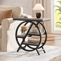 Fnova Side Table with Circular Metal Frame, End Table with 4-Tier Shelves for Living Room, Gray,WM010107_G_US