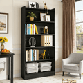 Fnova Modern 72-Inch 6-Tier Storage Shelf, Wooden Shelving Unit, Closed Back & Side Panels for Living Room/Kitchen/Home Office, Easy Assembly,WM010537_B_Shelf