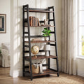 Fnova 5-Tier Industrial Ladder Storage Shelf Unit, Heavy Duty Open Bookcase Display for Living Room Bedroom Home Office Kitchen,WM010556_BNB_US