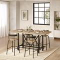 Fnova 35.4" Tall Dining Table, Rectangular Counter Height Kitchen Table with Metal Footrest for 6 People,Gray