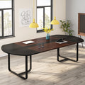 Fnova 6FT 70.86-Inch Oval Dining Table, Two-Tone Brown Black Curved Kitchen Table for 4-6 People with Sturdy Legs, Easy to Assemble,WM010244_B_Tables