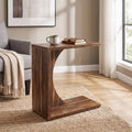 Fnova End Table Farmhouse C-shaped Side Table, Narrow Wooden Sofa Table with Space-Saving Design, Modern Bedside Table, Easy Assembly, Corner Table for Living Room, Bedroom, Nightstand, Rustic Oak,WM010124_RO_US