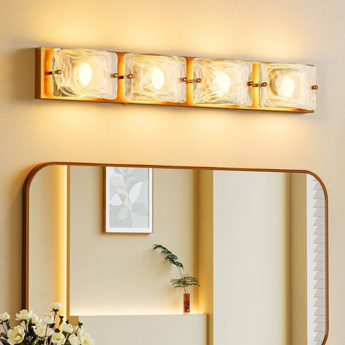 Fnova 29" LED Gold Vanity Lights, Modern 3CCT Dimmable Bathroom Light Fixtures (ETL Listed, Bulbs Included),0
