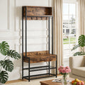 Fnova Entryway 71-Inch Storage Rack with 9 Hooks, Drawer & Top Shelf, Industrial Organizer Cabinet Clothes Rack Coat Rack Hall Tree For Hallway, Entryway, Bedroom, Easy Assembly,WM010532_BN_Shelf