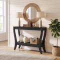 Fnova 41.3-Inch Solid Wood Console Table, Farmhouse 2-Tier Sofa Table with Storage for Entryway, Living Room, Hallway,WM010984_B_US