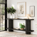 Fnova 71" Farmhouse Console Table, Long Wooden 2-Tier Sofa Table with Storage Shelf for Entryway, Behind Couch, Living Room, Hallway, Foyer,Black