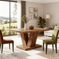 Fnova 47.24" Rectangular Farmhouse Dining Table, Wood Coffee Table for 4 People, Modern Kitchen Table for Dining Room, Brown (Chairs Not Included),Brown
