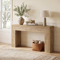 Fnova 70.9-Inch Farmhouse Console Table, Fluted Wood Extra Long Entryway Table, Narrow Sofa Table for Living Room, Hallway, Staircase,WM010917_BN_US