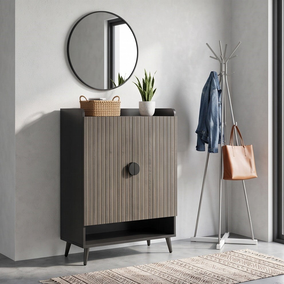 Fnova 7-Tier Modern Cabinet, Side Cabinet with Adjustable Shelves, Shoe Storage with Metal Accents, 24 Pairs Capacity for Entryway, Hallway, Living Room, Bathroom,WM011313_GB_US