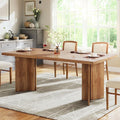 Fnova 63" Rectangular Modern Dining Table, Wooden Modern Kitchen Table for 6 People for Dining Room, Warm Brown (Chairs Not Included),Warm Brown