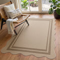 Fnova Scalloped Border Striped Jute Woven Area Rug, Non-Slip Backing, Machine-Washable Indoor Rug, Rectangular Rug for Entryway, Bedroom, Kitchen, Living Room, Balcony,WM011604_BNx3_US