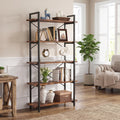 Fnova 5-Tier Industrial Storage Shelf Unit, Heavy Duty Metal Frame Open Bookcase Display for Living Room Bedroom Study Home Office,WM010552_BNB_US