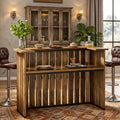 Fnova U Shaped Home Bar Unit with Storage Shelf, Bar Table for Home Pub Basement Wine Corner Entertainment Space,WM010951_BN_US