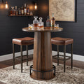 Fnova 31.5-Inch Round Bar Table, 37.4-Inch H Pub Table with Metal Footrest, Industrial Farmhouse Bar Height Table for Kitchen Dining Room Home Pub,WM010952_DBN_US