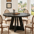 Fnova 47-Inch Coffee Table, Round Dining Table for 4 People, Modern Farmhouse Wooden Kitchen Table, Living Room, Black (Chairs Not Included),WM010201_BB_US