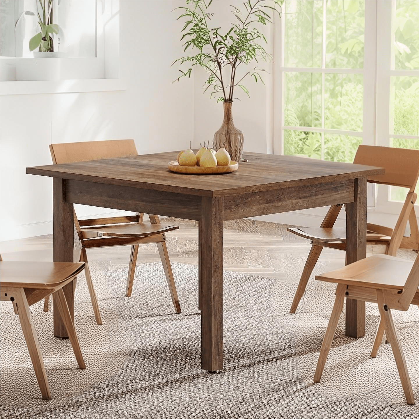 Fnova 40" Executive Desk, Dining Table for 4 People, Modern Farmhouse Wooden Kitchen Table, Large Office Computer Desk for Home Office (Chairs Not Included),Brown