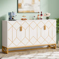 Fnova 59-Inch Modern 2-Tier Sideboard Cabinet, Metal Frame Storage Cabinet for Kitchen/Living Room/Study/Home Office, Easy Assembly,WM011331_W_Cabinet