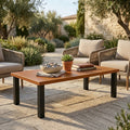 Fnova Outdoor Rectangular Coffee Table, Large Patio Table with Sturdy Metal Frame, Modern Outdoor Furniture for Patio Backyard Garden Poolside,WM011509_BN_US