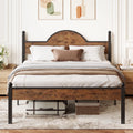 Fnova Queen Size Bed Frame with Headboard, Metal Platform Support, Wood Bed Frame, No Box Spring Needed, Easy Assembly, Rustic Brown,WM011001_BN_US2