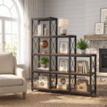 Fnova 5-Tier Industrial Ladder Corner Storage Shelf Unit, 9-Cube Stepped Organizer for Living Room Bedroom Home Office,WM010567_BNB_US