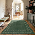 Fnova Scalloped Checker Border Area Rug, 5'x7' Machine Washable Non Slip Rug for Living Room Bedroom Kitchen, Kid and Pet Friendly Low Pile Indoor Carpet,Green,5'x7'