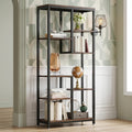 Fnova 6-Tier Tall Storage Shelf Unit, Asymmetrical 8-Shelf Industrial Open Bookcase Display for Living Room Bedroom Home Office,WM010544_B_US