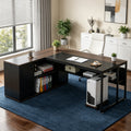 Fnova 71-Inch L-Shaped Desk, Large Corner Computer Table, Executive Office Desk with Storage Shelves, Heavy-Duty Conference Table for Home Office,WM010423_LBNB_US