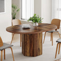 Fnova 55.12-Inch Oval Dining Table for 4-6 People, Rustic Wood Kitchen Table with Polygon Shaped Base, Easy to Assemble,WM010242_BN_Tables