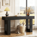 Fnova 63" Long Console Table, 2-Tier Wooden Narrow Rectangular Sofa Table Behind Couch, Farmhouse Entryway Table for Entrance, Hallway, Living Room,Black