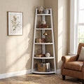 Fnova 71-Inch 5-Tier Industrial Corner Ladder Shelf, Modern Corner Bookshelf, Compact Bookcase, Plant Stand for Living Room, Kitchen, Home Office,WM010513_W_Shelf
