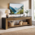 Fnova 70.87-Inch Modern Farmhouse TV Stand with Open Storage Shelf, Two-Tone Brown & Black Entertainment Center, Media Console Table, Living Room Home Decor Furniture,WM010622_BDBN_US