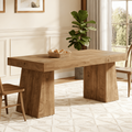 Fnova 55-Inch Modern Dining Table, Mid-Century Wood Rectangular Writing Desk, Computer desk with Double Trapezoid Base, Seats 4-6 - Perfect for Home Office, Dining Room, Kitchen & Living Room,WM010265_BN_Tables