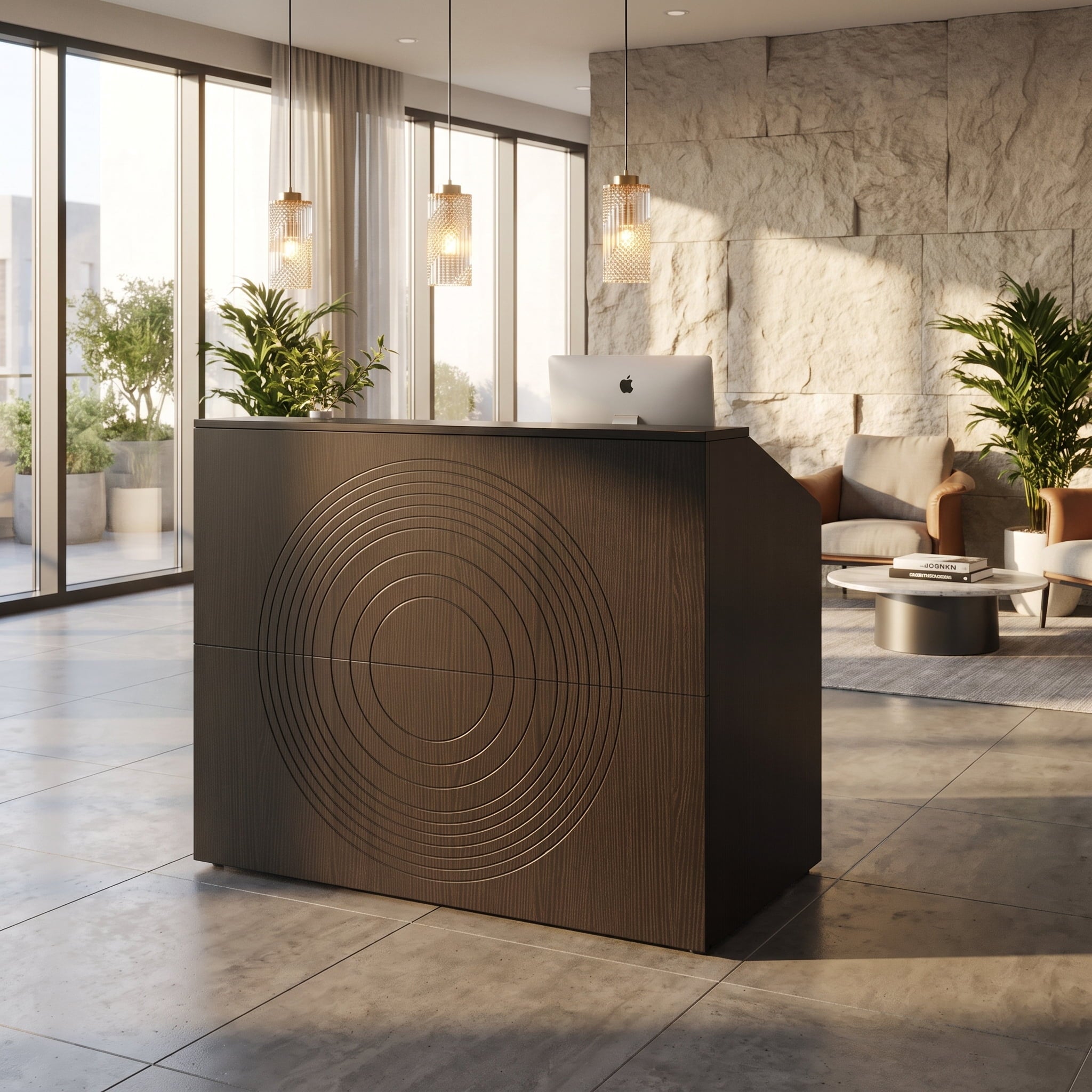 Fnova 47.24-Inch Reception Desk, Cable Grommet Office Front Desk for Small Business Office, Salon Front Desk, Retail Counter & Commercial Space,WM010498_B_US1