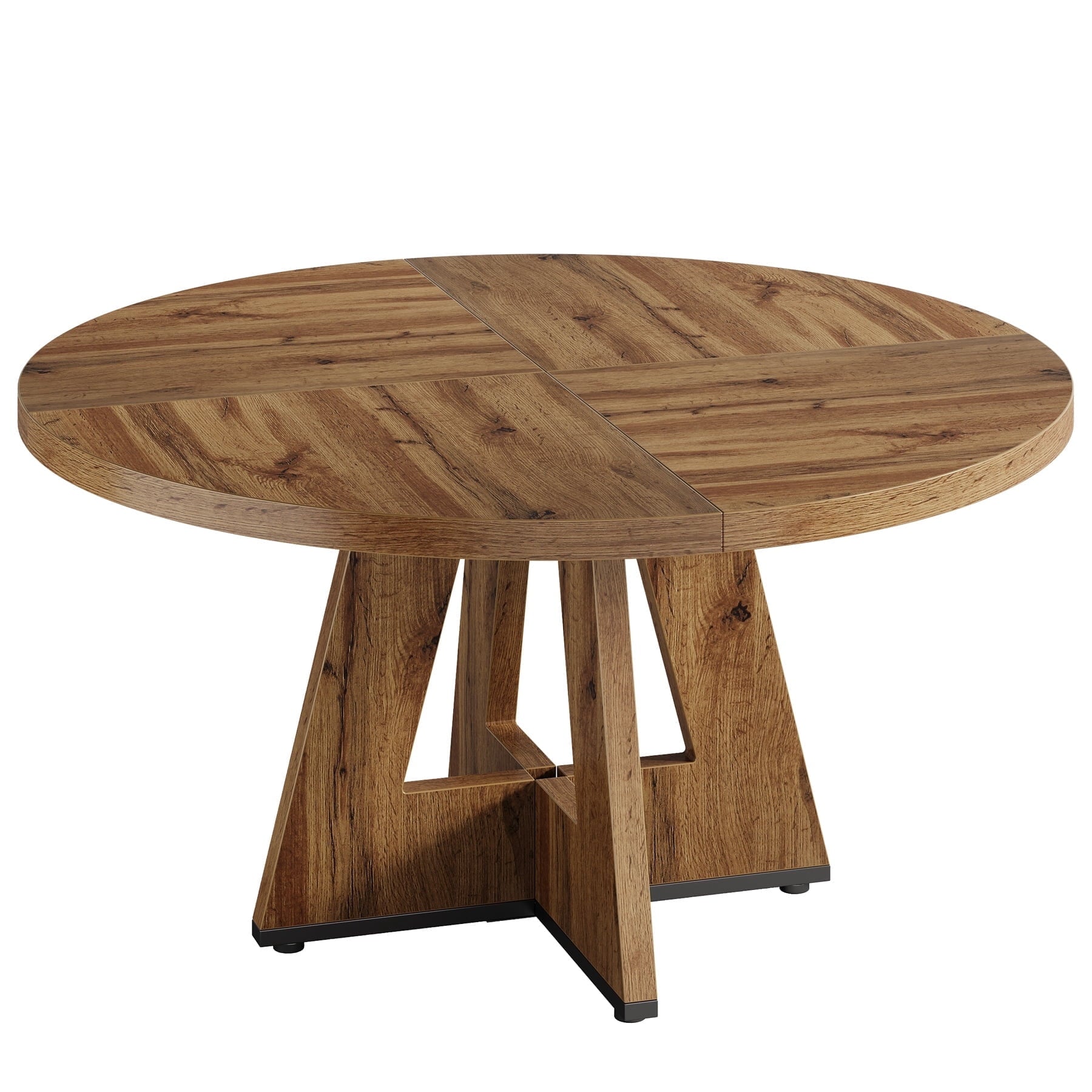 Fnova Modern Farmhouse 47.24" Round Dining Table, Wooden Kitchen Table for 4 People, Quick Assembly, Woodtone (No Chairs),Woodtone