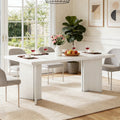 Fnova 63" Rectangular Modern Dining Table, Wooden Modern Kitchen Table for 6 People for Dining Room, White (Chairs Not Included),White