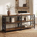 Fnova 71 Inch 3-Tier Industrial Console Table with Storage Shelves, Long Entryway Table, Hallway Foyer Table, Sofa Table Behind Couch for Living Room, Brown & Black,WM010955_BNB_US