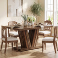 Fnova 47.24-Inch Rectangular Farmhouse Dining Table, Wood Coffee Table for 4 People, Modern Kitchen Table for Dining Room, Dark Brown (Chairs Not Included),WM010229C_DBN_Tables