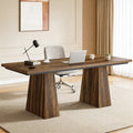 Fnova 63" Home Office Computer Desk, Dark Brown Modern Executive Desk, Writing Desk, Easy to Assemble,Dark Brown