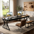 Fnova 78.7-Inch Extra Long Double Computer Desk, 2-Person Executive Home Office Desk, Metal Frame Workstation, for Home Office, Study, Gaming & Co-working,WM010443_B_US