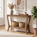 Fnova 41.3-Inch Solid Wood Console Table, Farmhouse 2-Tier Sofa Table with Storage for Entryway, Living Room, Hallway,WM010984_DBN_US