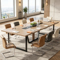 Fnova 94"Large Conference Table for 8-10 People, Modern Executive Meeting Table with Cable Management & Adjustable Feet, Heavy-Duty Office Conference Desk for Boardroom, Training Room,Light Brown