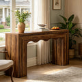 Fnova 63-Inch Farmhouse Console Table with Wave Edge, Long Narrow Wood Entryway Table, Sofa Table for Living Room, Hallway, Behind Couch, Dark Brown,WM010347_DBN_US