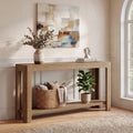 Fnova 63-Inch Farmhouse Console Table, 2-Tier Wood Entryway Table with Storage Shelf, Narrow Sofa Table for Living Room, Hallway, Foyer,WM010330_WO_US