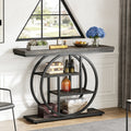 Fnova Console Table, Entryway Table with 4-Tier Storage Shelves, 42" Wood Modern Narrow Long Side Table, , Sofa Table, Accent Table for Living Room, Entryway, Hallway, Black,Black