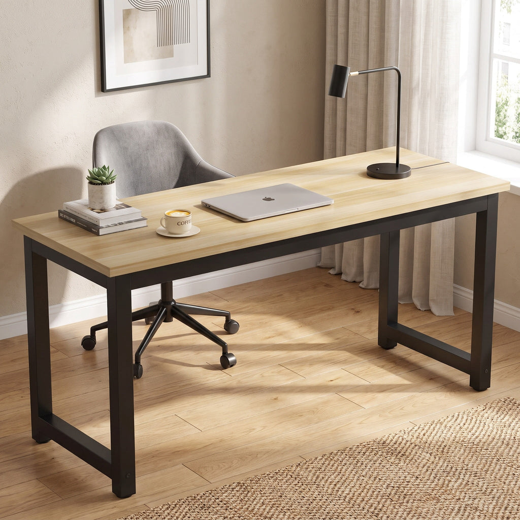Fnova 63-Inch Modern Computer Desk, Heavy-Duty Steel Frame Workstation for Home Office, Conference Room & Study Room,WM010497_LBNB_US