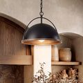 Fnova 1-Light Adjustable Dome Pendant Light with Wood Grain Trim, UL Certified Hanging Light Fixture for Kitchen Island Dining Room,WM011132_B_US