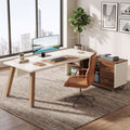 Fnova 78-Inch L-Shaped Executive Desk with Drawers and Open Storage, Modern Large Corner Computer Desk Writing Desk for Home Office,WM010431_BNW_US