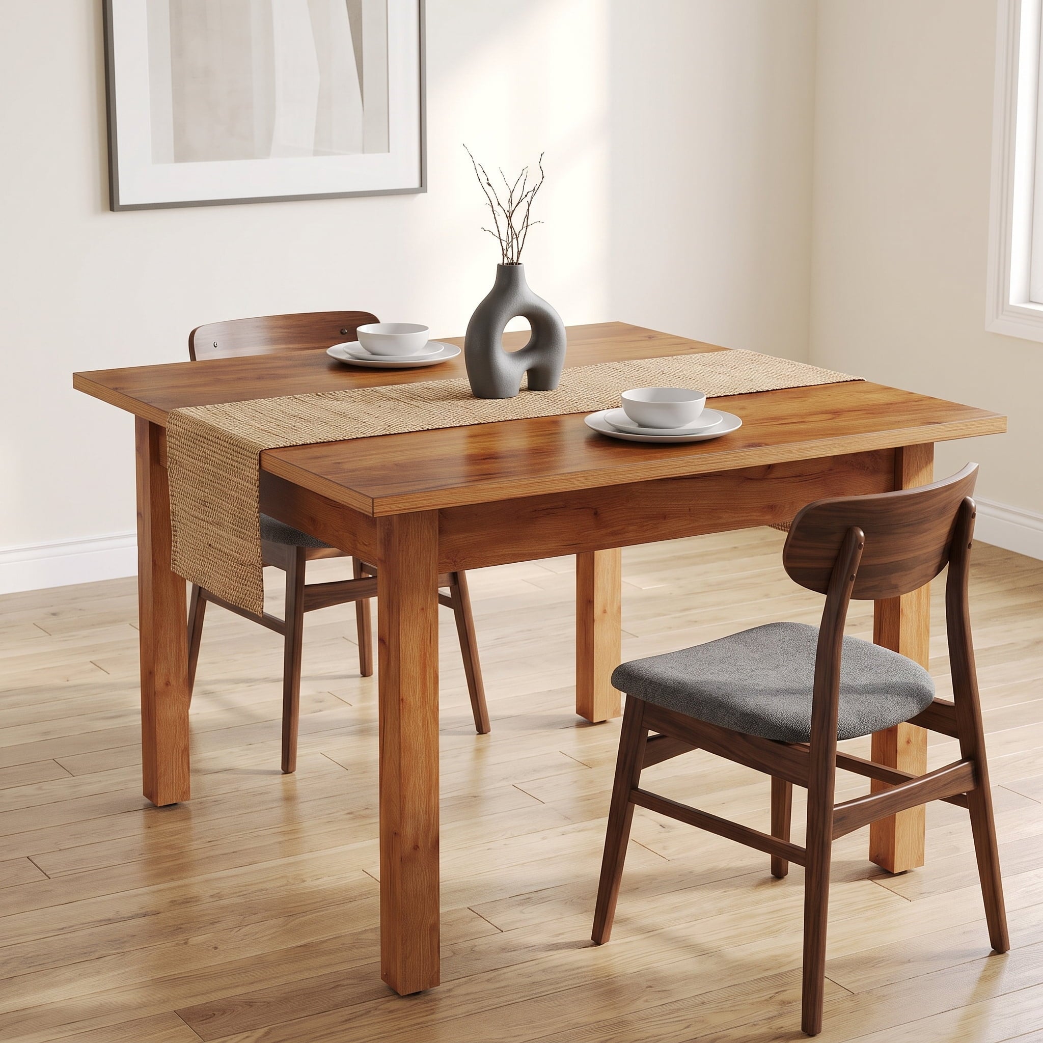 Fnova 39.4-Inch Square Farmhouse Dining Table, Wood Coffee Table for 4 People, Modern Kitchen Table for Dining Room, Brown (Chairs Not Included),WM010232C_BN_Tables