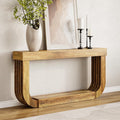 Fnova 70.9-Inch Long Console Table, 2-Tier Rustic-Modern Storage Wooden Sofa Table with U-Shaped Pedestal for Living Room, Entryway/Hallway/Foyer,WM010321_BN_Console